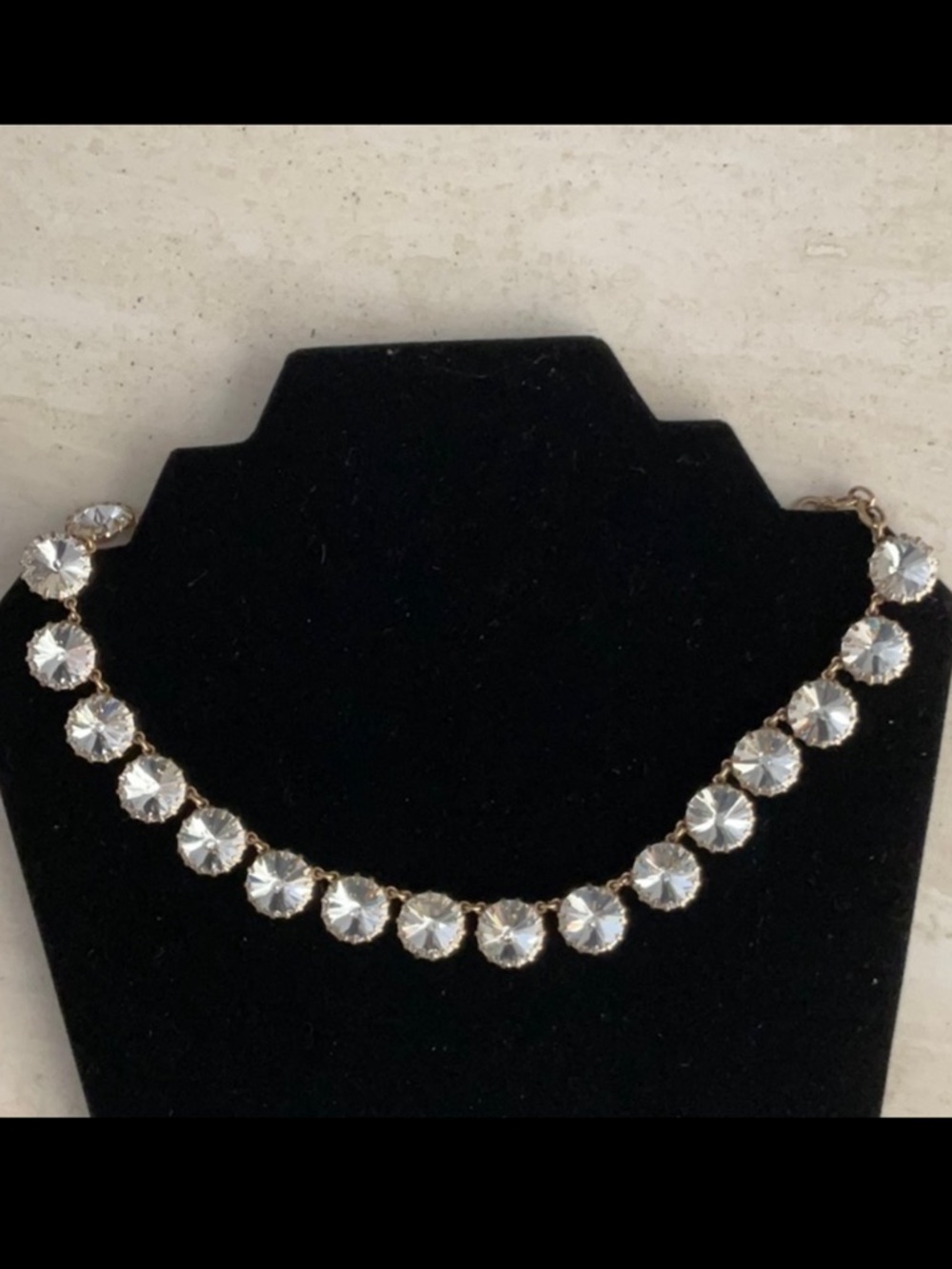 J. Crew Gold Crystal Necklace Crystals Rhinestones Venus Fly Trap Brulee Rivoli